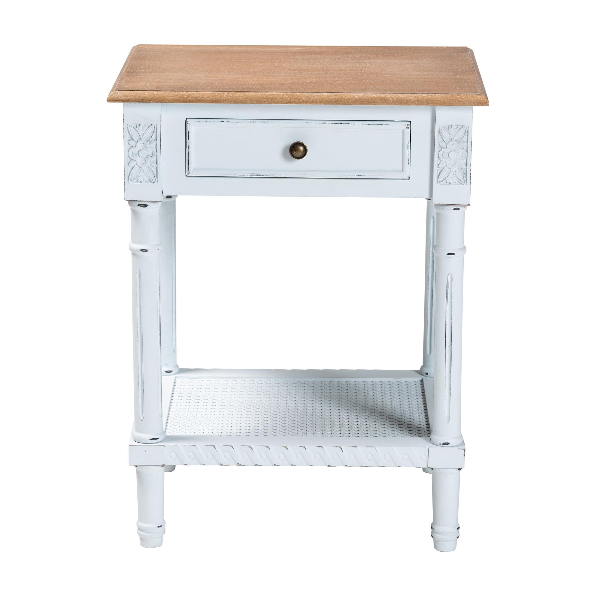 Baxton Studio Legrand French Provincial End Table, 1-Drawer, White