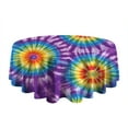 thumbnail image 5 of Colorful Rainbow Tie Dye Spiral Pattern Round Tablecloth 60"x60",Wrinkle Wipeable Table Cloth for Kitchen Dining Room Picnic Patio Party, 5 of 6