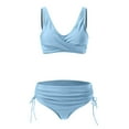 Women Retro Swimsuits 2PCS Bikini Sexy Push Up Vintage Swimwear Ruched
