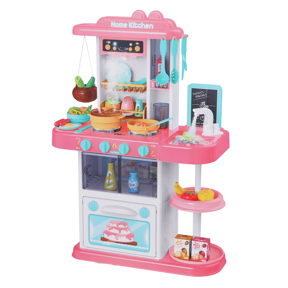Small Kitchen Playset Kids Play Kitchen With Realistic Lights & Sounds Cocina 