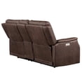thumbnail image 4 of Bowery Hill Faux Leather Dual Power Reclining Console Loveseat in Mahogany, 4 of 12