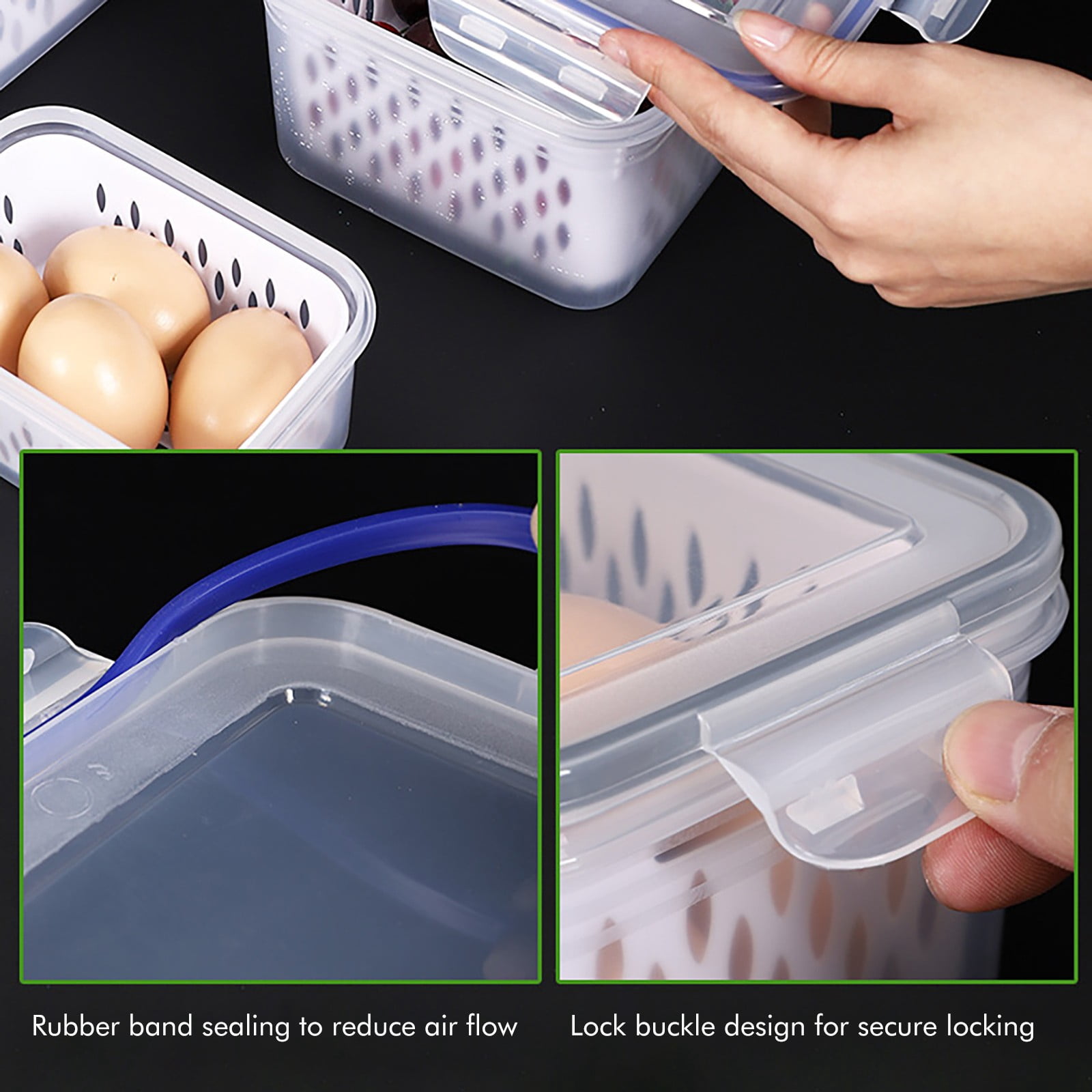 XKHAZA Fruit Containers for Fridge - Leakproof Food Storage Containers with Removable Colander - Dishwasher & microwave safe Produce Containers Keep Fruits, Vegetables, Berry, Meat Fresh longer