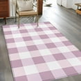 thumbnail image 4 of Pink White Buffalo Check 4x6 Area Rugs, Farmhouse Plaid Modern Geometric Non-Skid Rubber Backing Large Rectangle Rugs - Living Room Bedroom Home Office, Indoor Floor Mat Carpets Washable Rug, 4 of 9