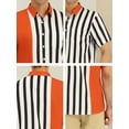 thumbnail image 6 of INSPIRE CHIC Men's Hawaiian Short Sleeve Button Down Color Block Stripe Shirts Brown XL, 6 of 6