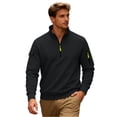 thumbnail image 2 of Men's Fleece Round Neck Pullover, Solid Color Hoodie Fleece Jacket for Winter, Outdoor Activities, Camping and Cold Weather Protection,Black,L, 2 of 6