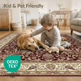 thumbnail image 4 of ODIKA 8'x10' Washable Area Rug Non-Shedding, Easy Care, Oriental Medallion With Floral Border And Ornate Scroll Motifs Vintage Flowing for King Size Bedroom Under Bed, Master Suite, 4 of 7