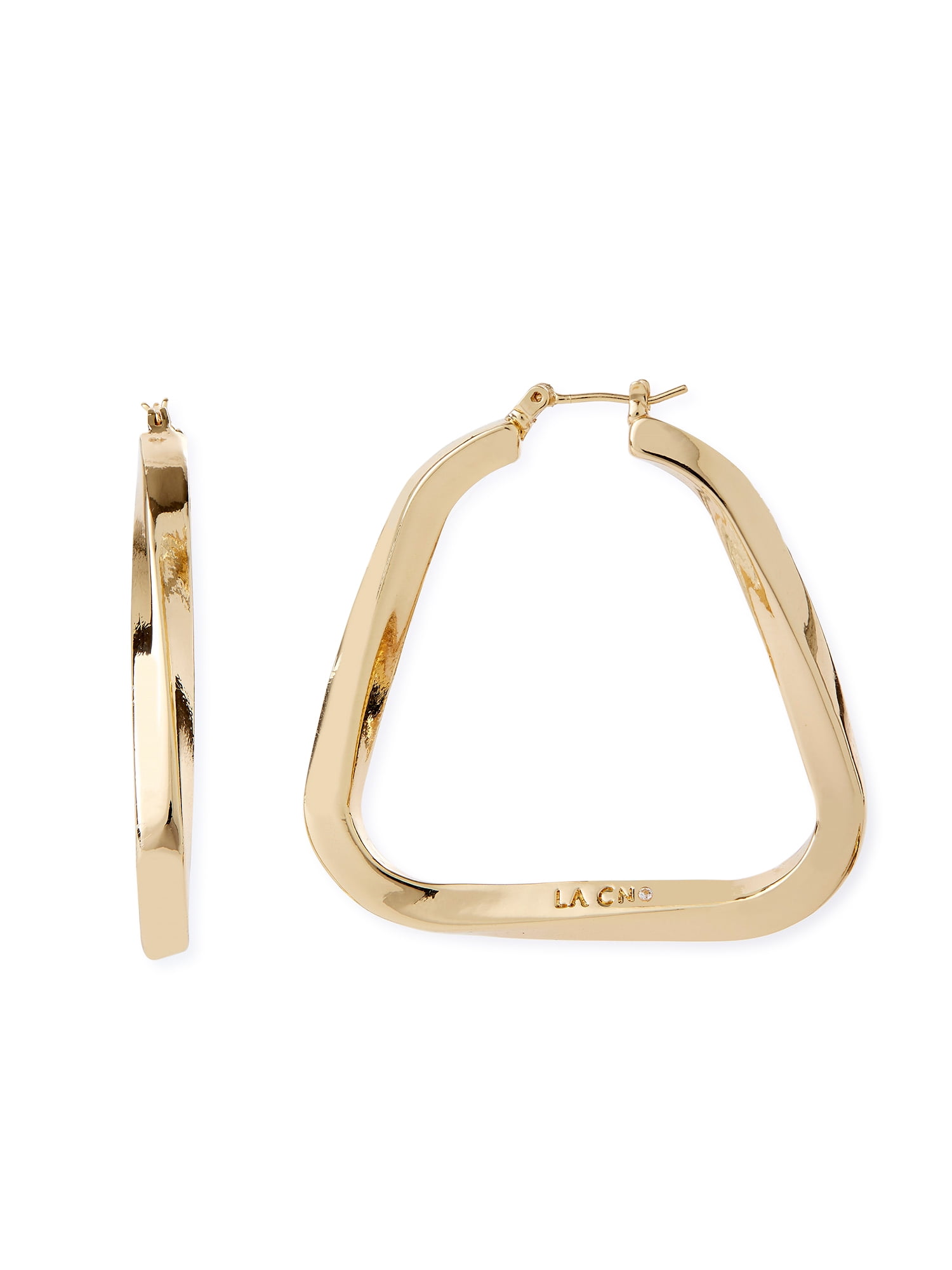 Scoop Women’s 14KT Gold Flash Plated Large Twist Hoop Earrings