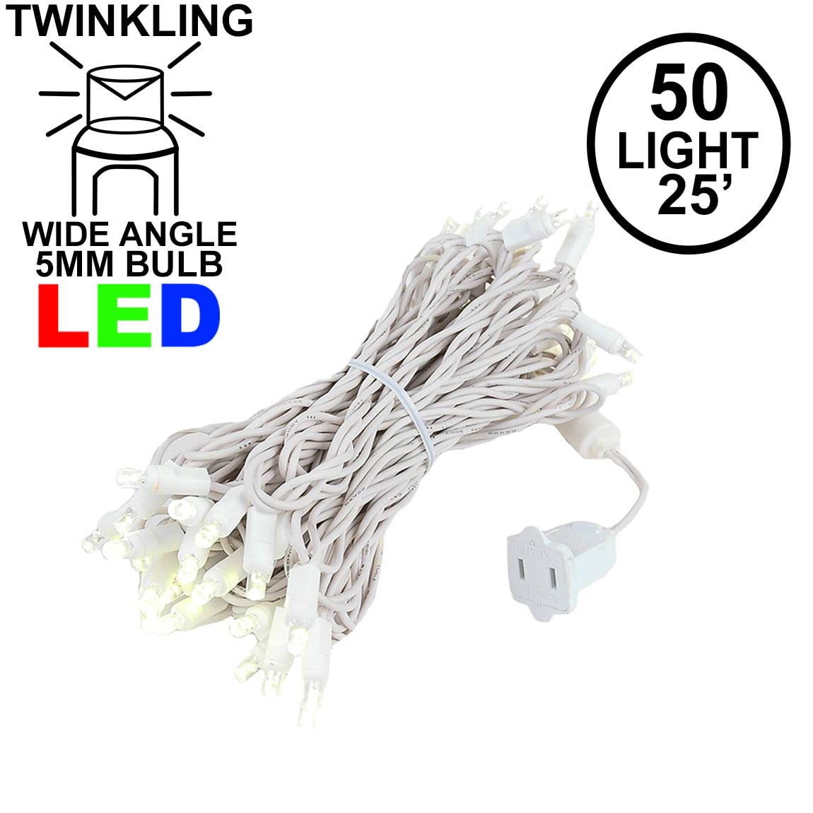 Novelty Lights 50 Light Led Le Mini Set Outdoor Fairy Wedding String Warm White 25 Feet Com Novelty Lights 50 Light Led Le, Led Warm White Wide Angle Mini Lights