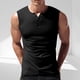 thumbnail image 4 of pstuiky Camisetas sin mangas para hombre, Top deportivo informal de malla de color sólido para hombre, transpirable, sin mangas, cuello redondo, medio botón Chaleco de hombre l, 4 of 9