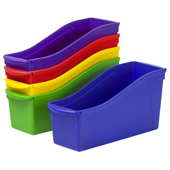 Interlocking Book Bins, 5 1/3 W x 14 1/3 L x 7 H, 5 Color Set, Plastic (70105U06C)