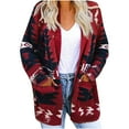 thumbnail image 2 of Bxsruta Cardigan for Women, Women's Ethnic Print V-Neck Long Sleeved Hooded Casual Thin Outwear, 2 of 6
