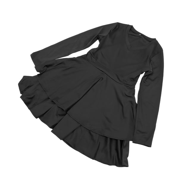 Mini Vestido NikouMX Vestido informal de manga larga con cuello en V y dobladillo con volantes M