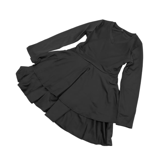 Vestido de manga larga con cuello en V y dobladillo con volantes para mujer,Vestido informal de manga larga para mujer Minivestido de manga larga para mujer Características de vanguardia