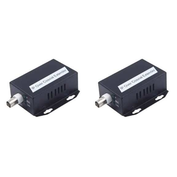 2Pcs Ethernet IP Extender over Coax HD Network Kit EoC Coaxial Cable Transmission Extender for Security CCTV Cameras(B)