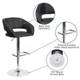 thumbnail image 2 of Contemporary Charcoal Fabric Adjustable Height Barstool with Rounded Mid-Back and Chrome Base, 2 of 9