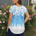 thumbnail image 3 of TQWQT Plus Size Tunic Tops for Women 4x-5x Summer Short Sleeve Ladies Tops and Blouses Floral Print Crew Neck Criss Cross T Shirts Dressy Casual Blouses Sky Blue 3XL, 3 of 4