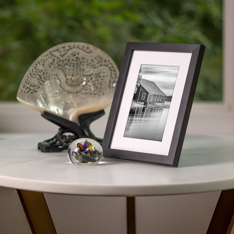 Snap Black 6x8 Picture Frame, Tabletop and Wall Mount, White Mat