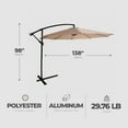 thumbnail image 3 of Four Seasons Courtyard 98" Beige Solid Print Triangle Cantilever Patio Umbrellas, Heavy Duty, 3 of 7