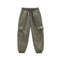 thumbnail image 3 of Boys Cargo Pants Kids Toddler Boys Summer Solid Cargo Pants Elast Waist Hop Pants with Pockets Kids Sweatpants Army Green 8 Years-9 Years, 3 of 5