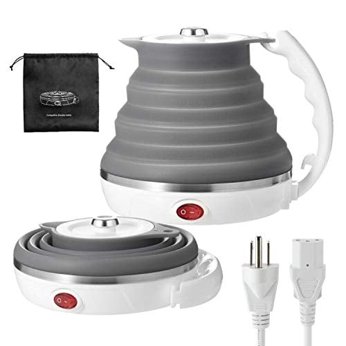 110V 555ML Ultrathin Travel Foldable Electric Kettle with Separable Power Cord and Handle Boil Dry Protection Food Grade Silicone