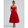 thumbnail image 4 of Women'S Off the Shoulder Cocktail Maxi Dress Sleeveless Casual A Line Elegant Flowy Formal Dresses Red M, 4 of 9