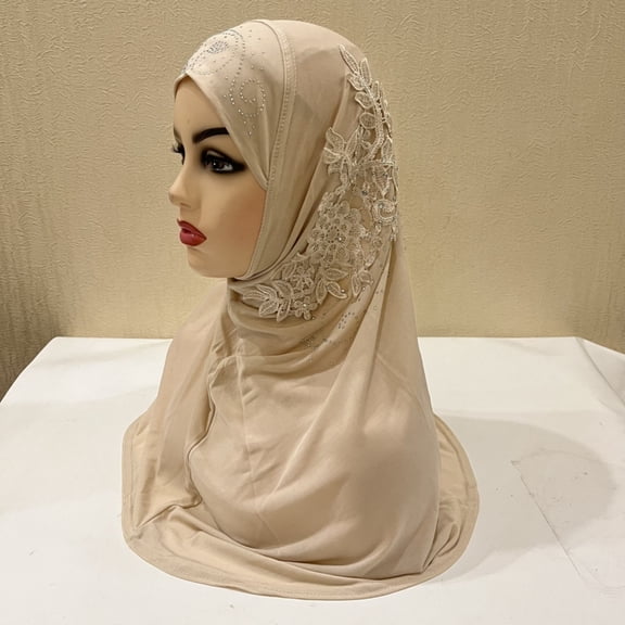 Vivcore Women Lace Muslim Hijab Wrap Elegant Head Scarf Fashion Modest Head Cover for Daily Wear