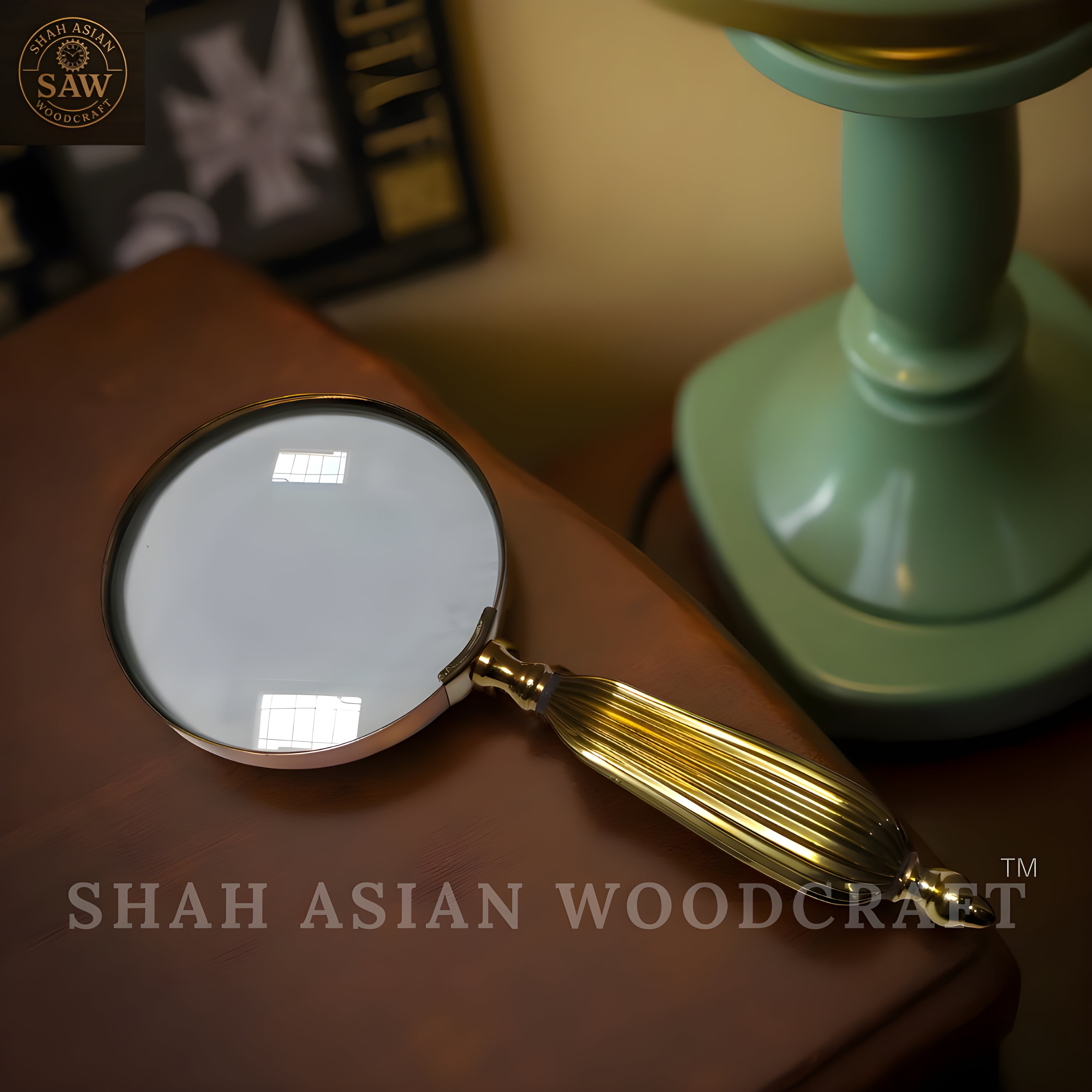 Antique Heavy Brass Magnifying Glass Solid Vintage Magnifier & Unique Gift Idea