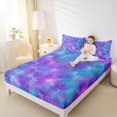 thumbnail image 4 of Homewish Dreamy Glitter Mermaid Full Size Sheets, Blue Purple Fish Scale Bed Sheets, Art Watercolor Sheet Sets, Luxury Bedroom Decor, 4-Piece, 4 of 7