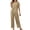 Brown, variant on Zynoxe 2 Piece Sets for Women Going Out Trendy V Neck Button Down Top Elastic Waist Lace Pants Suit Soft Breathable Cotton Linen Womens Lounge Set Casual Loose Solid Color Summer Outfits S