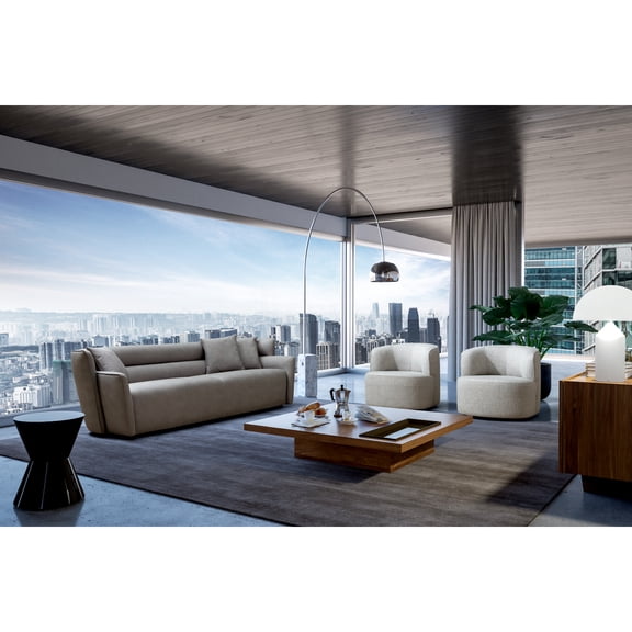 Modern Grey SofaNubuck Leather Living Room Couch with Padded Back & Black Legs