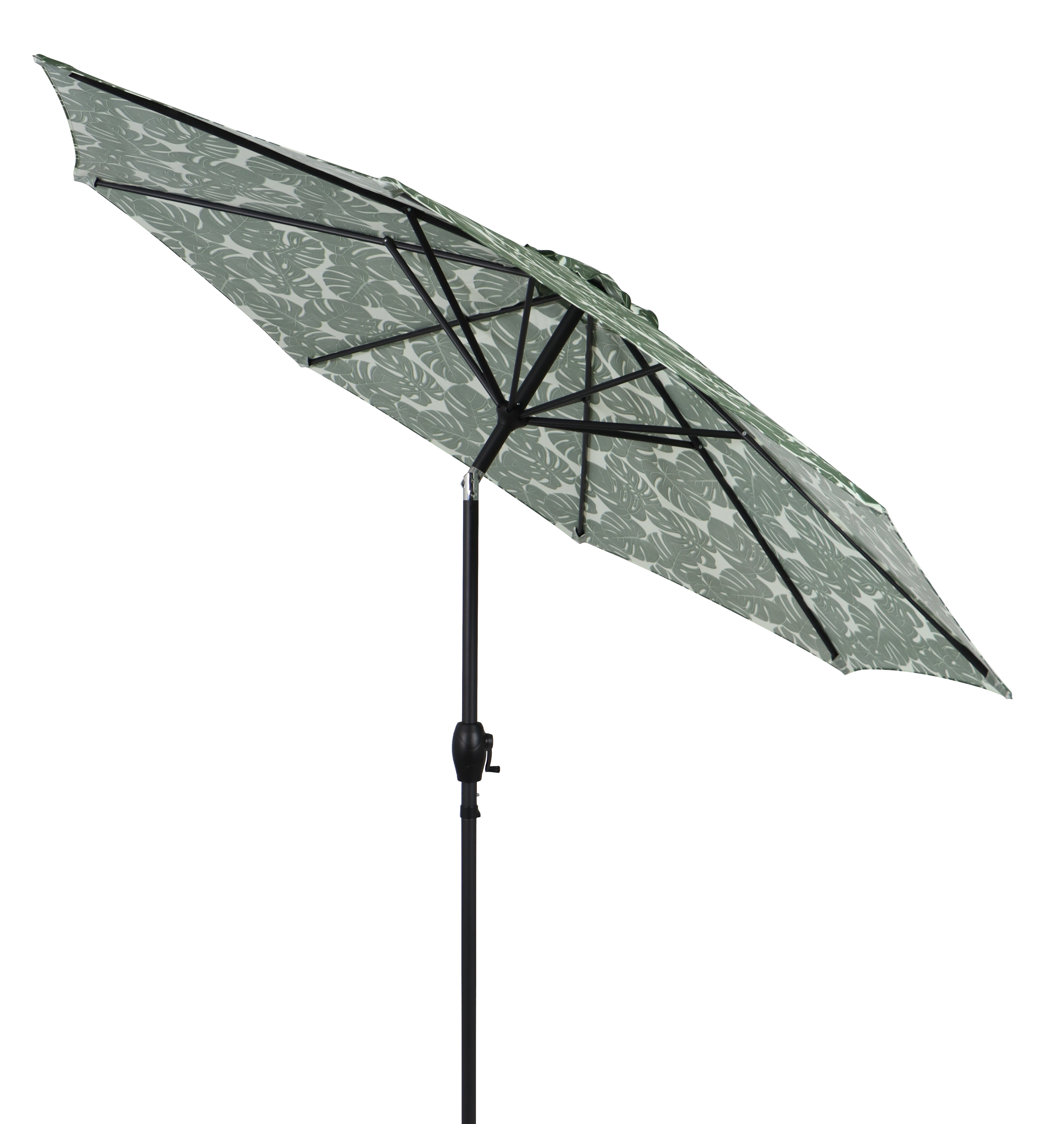Mainstays 9' Monstera Palm Crank Lift and 3 Position Tilt Patio Umbrella
