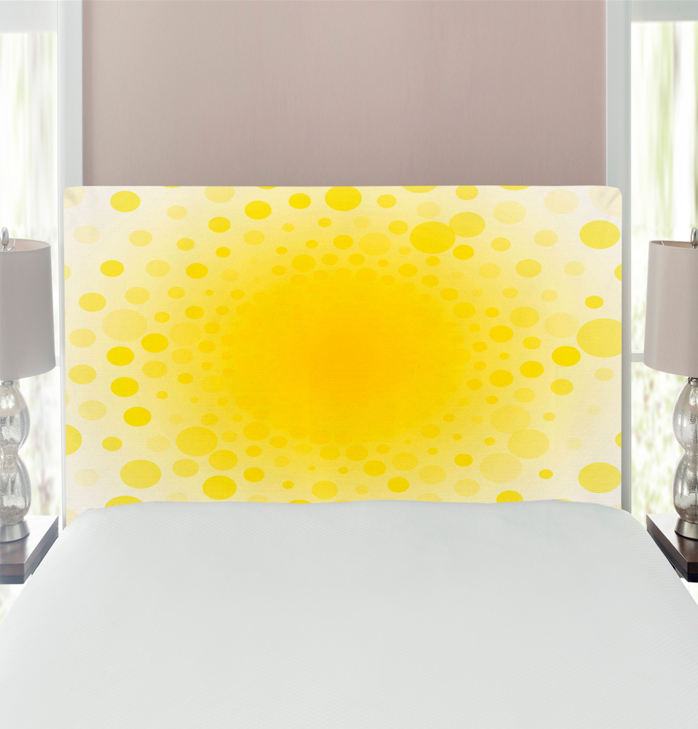 Yellow Headboard, Abstract Small Circular Dots Patterns and Forms