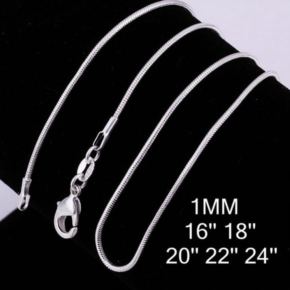 Forzero Sterling Silver 1MM Snake Chain Necklace, Round Flexible Italian Snake Chain Necklace