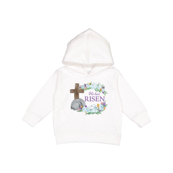 Inktastic Easter He Has Risen with Cross and Flowers Toddler Hoodie