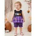 thumbnail image 2 of RUINIXCW Toddler Baby Girl Halloween Outfit Embroidered Scallop Trim Sleeveless Babydoll Tops and Plaid Bloomers 2 Piece Set, 2 of 8