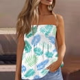 thumbnail image 2 of OIOLOYJM Womens Tube Top Spring Bandeau Strapless Hawaiian Print Peplum Top Backless Vacation Ruffle Going Out Shirts Mint Green 2XL, 2 of 4