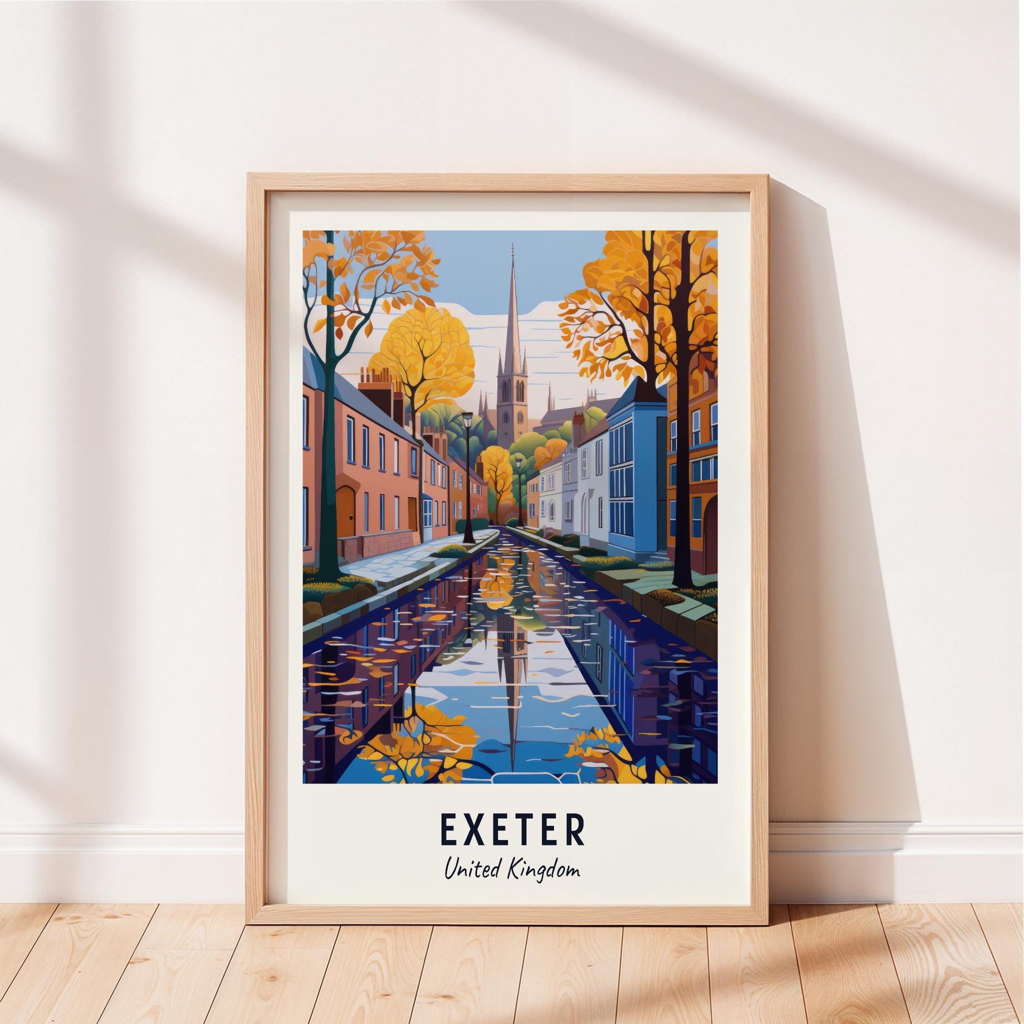 Exeter Travel United Kingdom Cityscape Poster , Poster Print Only
