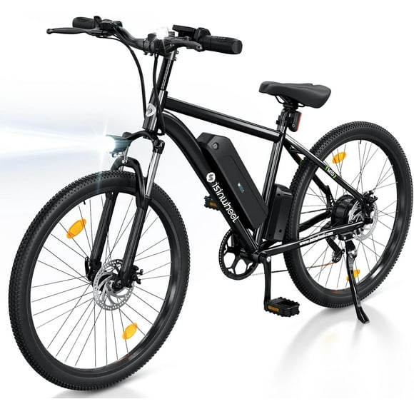 isinwheel M10 Electric Bike for Adults 96KM, 26" Portable Ebike 500W 32KM/H, Electric Mountain Bicycle with 10.4Ah Removable Battery, Shimano 35-Speed, Lockable Suspensions for Trail City Commuting