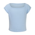 thumbnail image 2 of Kids Shirts Sleeveless Square Neck Kids Blue T Shirt Basic Plain Girls Outfits Size 4-5 Years, 2 of 9
