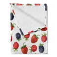 thumbnail image 2 of Fruits Soft Flannel Fleece Blanket, Delicious Ripe Berry Print Strawberries Raspberries Blackberries Summer Fruits Image, Cozy Plush for Indoor and Outdoor Use, 70" x 90", Plum Red, by Ambesonne, 2 of 5