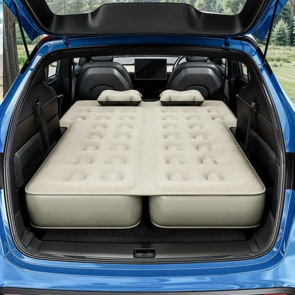 Uforic Inflatable Car Air Mattress with Pump, Portable SUV Air Bed with Pillows for Camping, Home, Travel, Gray