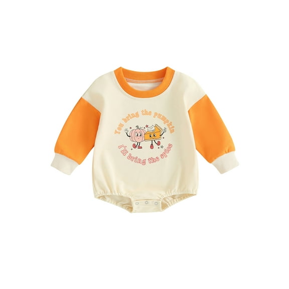 Liacowi Infant Baby Girl Halloween Clothes Long Sleeve Letter Print Bodysuit Romper Newborn Onesie Playsuit Fall Halloween Costume 0-6 Months