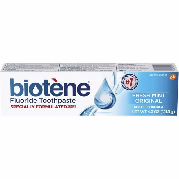Biotene Fluoride Toothpaste, Fresh Mint, Specially Formulated to not irritate, 4.3 oz