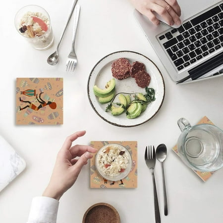 

KXMDXA Women Set of 4 Coaster for Drinks Absorbent Ceramic Stone Coasters Cup Mat with Cork Base for Home Kitchen Room Coffee Table Bar Decor