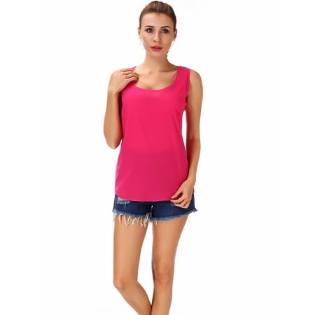 - SAYFUT Women's Plus Size Chiffon Tops Sleeveless Tank Tops Loose Chiffon Blouse Solid Color Red/Blue/Purple/Green/Black M-3XL