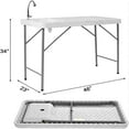 thumbnail image 2 of WSYW Portable Folding Camping Table with Single Sink, Fishing Cleaning Table with Faucet for Picnic Camping Gardening Kitchen, White, 2 of 7
