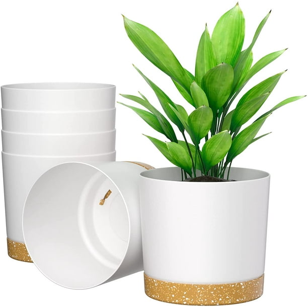 Pot de fleurs de 16,5 cm, jardinière à arrosage automatique pour plantes  d'intérieur et d'extérieur, pot de fleurs en plastique décoratif moderne 
