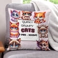 thumbnail image 1 of Gato Gruñón Fundas de almohada de terciopelo con tema, regalos de funda de almohada, decoración para el hogar, cojín de lanzar, regalo de cumpleaños para fans y parejas. 60cm x 60cm., 1 of 6