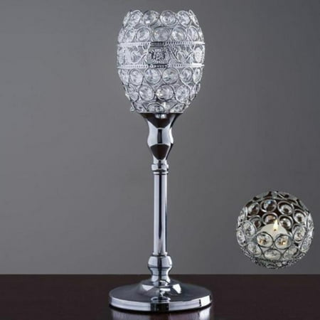 

Efavormart Silver 14 Tall Crystal Candle Holder Goblet Votive Wedding Chandelier Decorative Centerpiece Set of 2