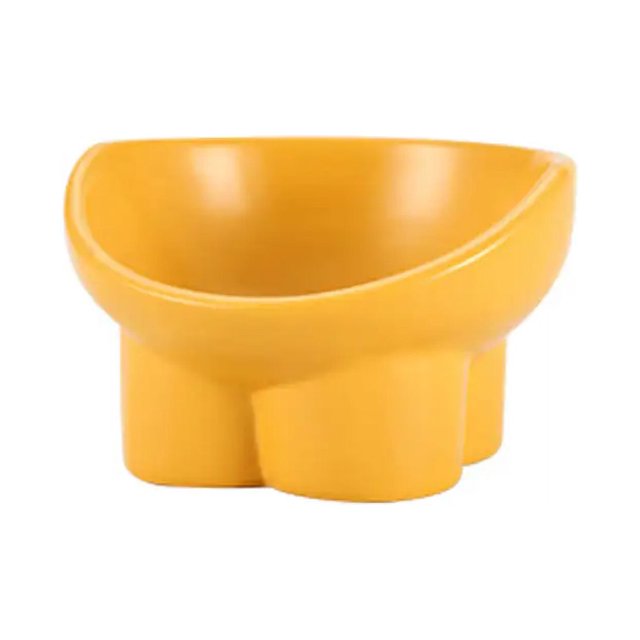 Cuencos elevados para gatos, cuenco elevado de cerámica para comida para gatos, para proteger la columna vertebral de las mascotas, color naranja
